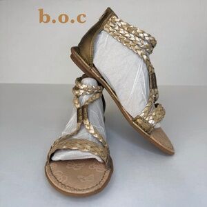 b.o.c. Born O. Concept Womens Braided Flats-Sandals-Shoes Gold Tan Gladiator Sz7